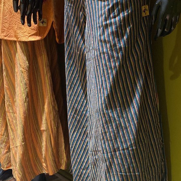 Bhutani Cotton Waist Wide-Leg Flare Pants - Stripes (Rasta) - Picture 2 of 3